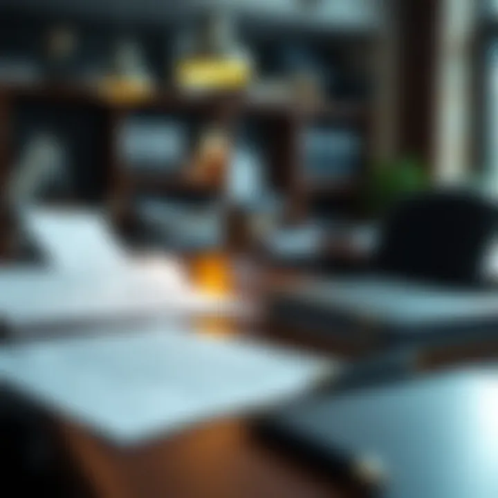 Navigating Job Transitions A professional setting with a desk and documents representing job transitions