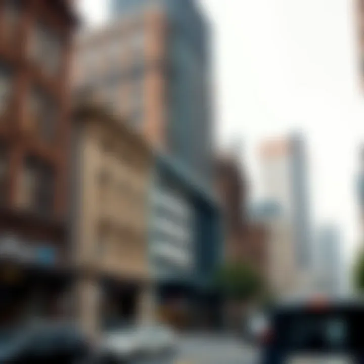 A bustling city centre with diverse architectural styles