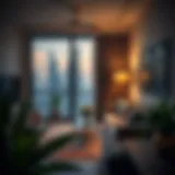 Serene Living Amidst Urban Noise Illustration depicting a serene apartment environment in Dubai