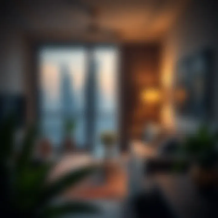 Serene Living Amidst Urban Noise Illustration depicting a serene apartment environment in Dubai