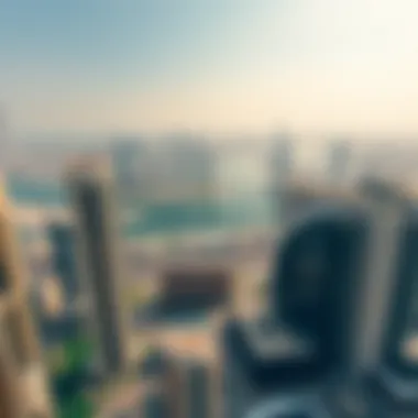 Panoramic View of Dubai from Pullman Jumeirah Lakes Towers Panoramic view of Dubai from the high floors of Pullman Jumeirah Lakes Towers