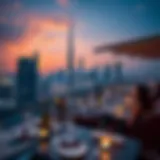 Stunning skyline view from a rooftop restaurant