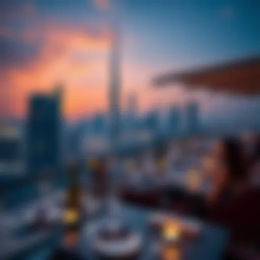 Breathtaking Views of Dubai's Skyline Stunning skyline view from a rooftop restaurant