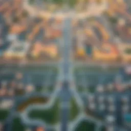 Aerial view of Safadi Motor City showcasing the intricate layout of the community