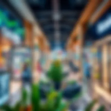 A bustling retail environment highlighting diverse shopping options