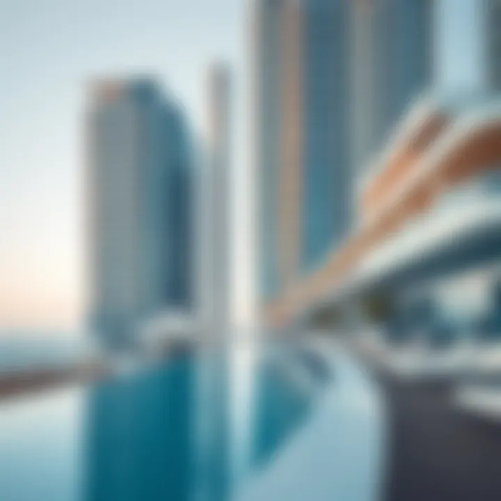 Modern architectural design of a high-rise sea view apartment building in Dubai