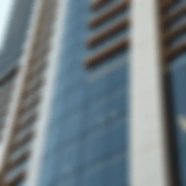 Close-up of Apricot Tower Facade Close-up of the Apricot Tower facade illustrating modern architectural elements