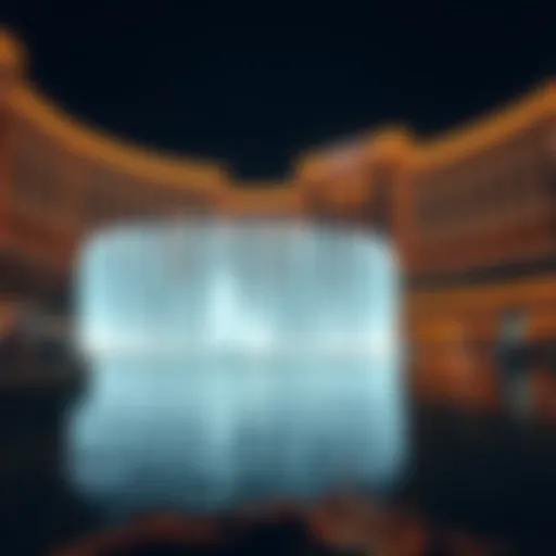 Illuminated Splendor of The Dubai Mall Water Show Breathtaking view of the Dubai Mall Water Show at night