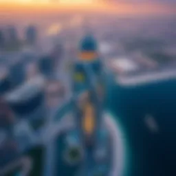 Aerial view of The Point Tower showcasing its unique architectural design