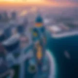 Aerial Perspective of The Point Tower Aerial view of The Point Tower showcasing its unique architectural design