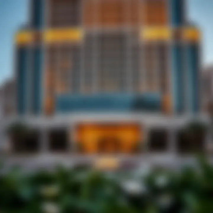 Architectural Marvel of Two Seasons Hotel The stunning facade of the Two Seasons Hotel in Dubai, showcasing its modern architectural design.