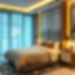 Stylish bedroom in a bed space accommodation