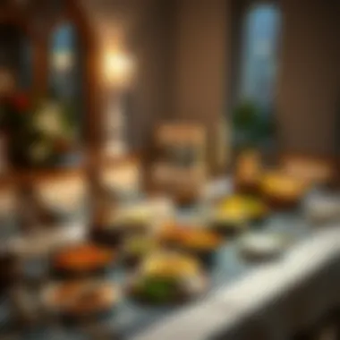 Iftar Table Setting A beautifully set table adorned with traditional dishes for Iftar.