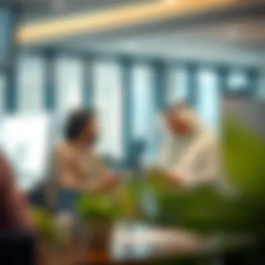 Real Estate Transactions in Dubai Real estate agents discussing property deals in a modern office