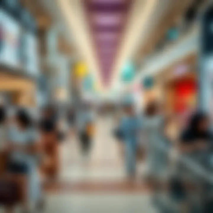 A bustling shopping mall during peak hours illustrating vibrant consumer activity