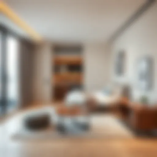 Efficient Space Utilization in Studio Living Modern studio apartment interior showcasing space efficiency