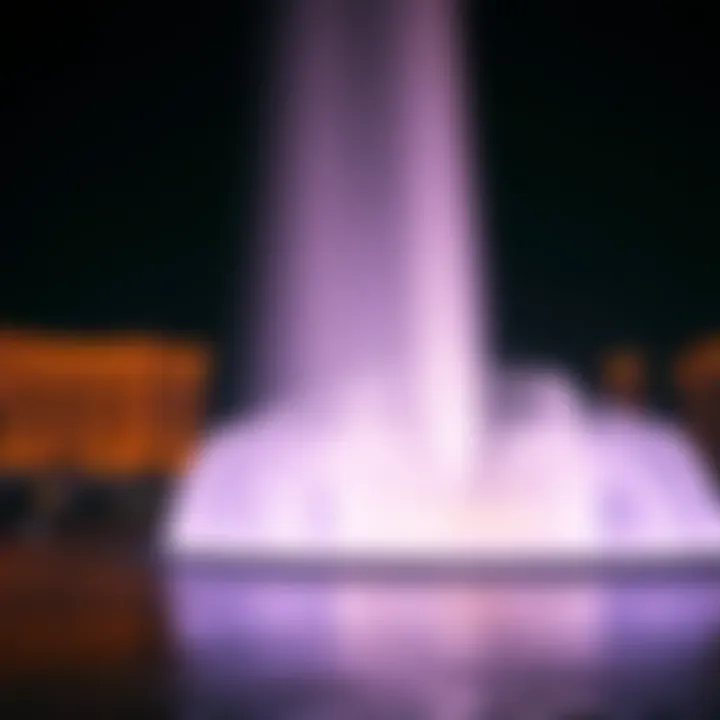 Dubai Fountain Illuminated at Night Breathtaking view of the Dubai Fountain at night