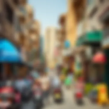 Bustling Neighborhood Life in Dubai Vibrant street life in a bustling Dubai neighborhood