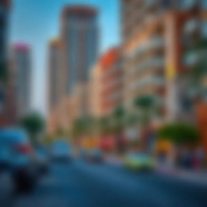 Vibrant neighborhood surrounding W Residences in Downtown Dubai