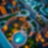 Aerial view of Wellfit JVC showcasing its innovative design and lush green spaces.